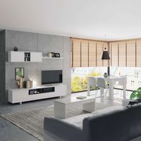 pack completo muebles salon belus color blanco comedor estilo moderno mueble modular  mesa de centro  mesa comedor