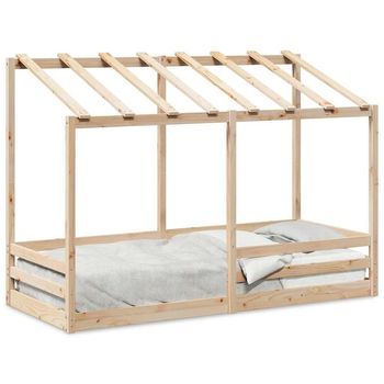 Cama Individual | Cama Infantil Con Techo Madera Maciza Pino 75x190 Cm