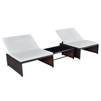 pack 2 uds tumbona de jardin  tumbona de exterior  sillas con mesita ratan sintetico marron cfw599739