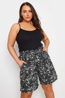 yours pantalones cortos negros florecitas estilo paperbag mujer curvy y tallas grandes yours