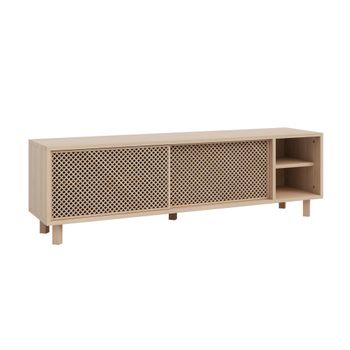 Mueble de TV de madera maciza natural con celosía 150 cm Sin barnizar