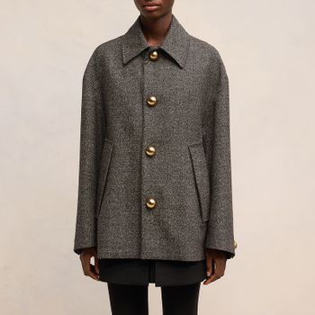 AMI Short Belted Wool-Blend Twill Coat - FR 38/UK 10