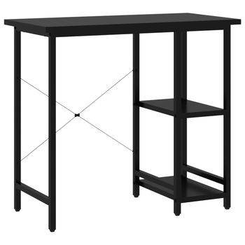 Escritorio De Ordenador | Mesa De Escritorio | | Escritorio De Despacho De Mdf Y Metal Negro 80x40x72 Cm