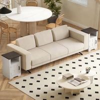 2 mesas auxiliares de mdf homcom 40x35x60 cm blanco y marron