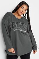 yours camiseta varsity de algodon gris new york mujer curvy y tallas grandes yours