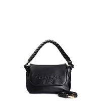 bolso de mano con solapa y logo de alta frecuencia black