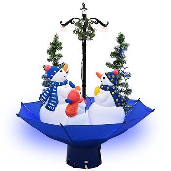 Árbol De Navidad | Decoraciones De Navidad Con Nieve Con Base De Paraguas Pvc Azul 75 Cm