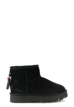 botines de ante con pelo sintético y charm black 40