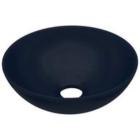 lavabo de cuarto de bano redondo de ceramica azul oscuro vidaxl