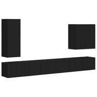 conjunto de mueble para tv de pared 6 uds negro vidaxl
