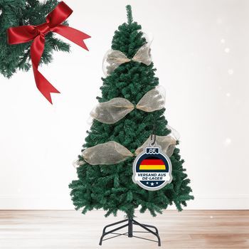 Árbol de Navidad artificial premium con 1000+ puntas, plegable, PVC, COMHOMA, 192 cm - Verde con cinta