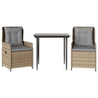 set comedor de jardin 3 pzas con cojines ratan sintetico beige cfw703950