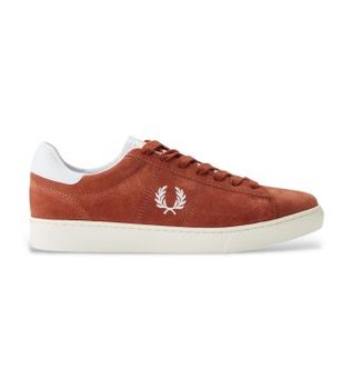 Fred Perry para hombre. B3408-28C Zapatillas de piel Spencer marrón teja (42), Plano, Ante, Cordones, Casual