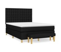 cama box spring con colchon tela negro 140x190 cm botones