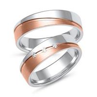 alianzas de oro blanco y rosa con 3 diamantes