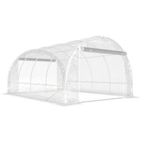 outsunny invernadero tunel 3x4x2 m con puertas enrollables estructura de acero y cubierta de pe anti-uv transparente   aosom espana