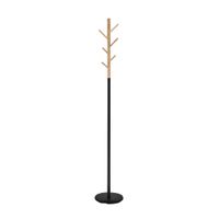 perchero  de madera y metal roble y negro 178x28x28 cm