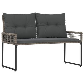 Banco De Exterior Gris 118 X 55 X 82 Cm Ratán Sintético Y Tela Vidaxl