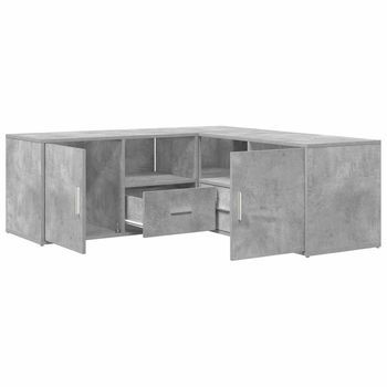 Mueble De Esquina Madera Ingeniería Gris Hormigón 200x40x45 Cm Vidaxl