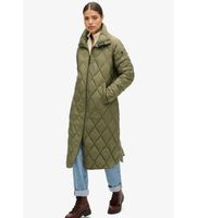 superdry para mujer w5011796a chaqueta extralarga acolchada con forro verde m casual poliester sostenible