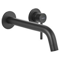 grifo monomando de laton empotrado para lavabo en pared negro traful