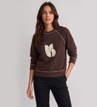 BA&SH para mujer. 1H26BART Sudadera oversize bordada Bart marrón (36), Casual, Algodón