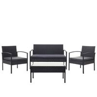 muebles de jardin de poliratan negro para balcon jardin terraza jardin cojines gris oscuro 040004214