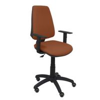 silla de oficina ergonomica con mecanismo permanente regulable en altura y ruedas de parquet  asiento y respaldo tapizados en tejido bali color marron brazos regulables en altura piqueras y crespo modelo 14cp