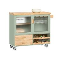 carrito auxiliar de cocina con 2 cajones y 2 puertas carro multiusos de servicio comedor con ruedas 1 toallero y soporte para botella verde 109 x 40x 92 cm fkw114-gr sobuy es