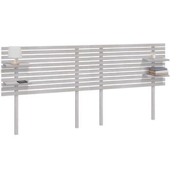 Dhome Cabecero Con Estantes De Madera Reciclada Dm Colgante Pared Estilo Palet Japones Con Patas Dual Dividido En 2 Piezas Cama 210/220 Vintage Nordico (290cm Dual, Ártico)