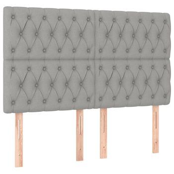Cabecero De Cama Gris Claro 160x7x118/128 Cm De Tela Vidaxl