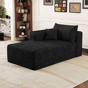 Sofá Modular Negro De 151 Cm, Chaise Longue Individual Y Relleno De Espuma
