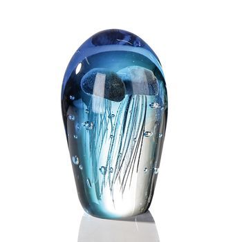 Casablanca By Gilde Figura Decorativa Escultura Medusa Azul, Transparente H. 20 Cm