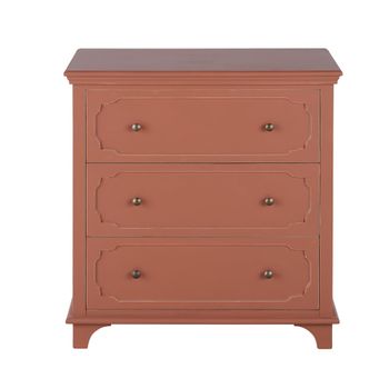 Cómoda de 3 cajones terracota y pino macizo
