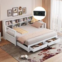 cama nido 90180 x 190 cm con 2 cajones y compartimentos sofa cama - pino  contrachapado  mdf - tomas usb - blanco sin colchon