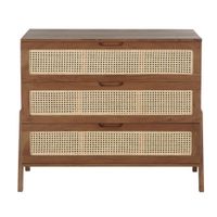 comoda de 100 cm en acacia maciza y rejilla de ratan