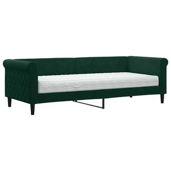 Sofá Cama | Cama Para Adultos Con Colchón Terciopelo Verde Oscuro 80x200 Cm