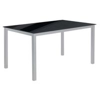 mesa fija cristal cadell estructura metal 140x90 cm - negra