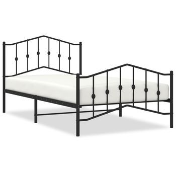 Cama Para Adulto | Cama Individual | Estructura Cama Sin Colchón Con Estribo Metal Negro 107x203 Cm