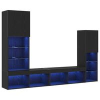 gabinete de tv 4 pcs roble negro madera contrachapada vidaxl
