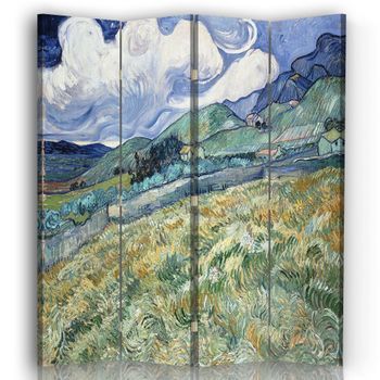 Legendarte - Biombo Vista Desde Saint-remy - Vincent Van Gogh - Separador De Ambientes Para Interiores Cm. 145x170 (4 Paneles)