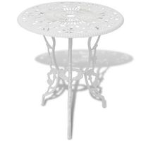 mesa y sillas bistro de jardin 3 uds  muebles de jardin aluminio fundido blanco