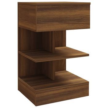 Mesita De Noche | Mesa Auxiliar | Mesilla Madera Contrachapada Marrón Roble 40x35x65 Cm