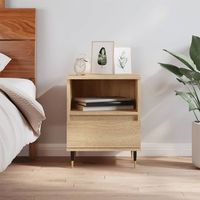 mesita de noche - mueble para dormitorio - madera de ingenieria y metal - roble sonoma 40x35x50cm