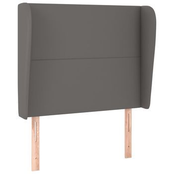 Cabecero Con Orejas Cuero Sintético Gris 103x23x118/128cm Vidaxl