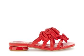 sandalias tipo pantuflas efecto piel con aplicaciones de flores red 37