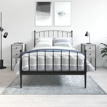 Mesitas De Noche (2 Uds) - Mueble Para Dormitorio - Madera Y Hierro - Gris (32x42x70cm)