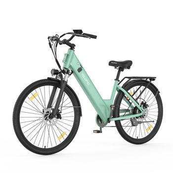 Bicicleta Eléctrica Urbana Velopro C1, 250 W, Batería 36 V 13 Ah, Shimano 7 Velocidades, Portaequipajes Trasero, Verde