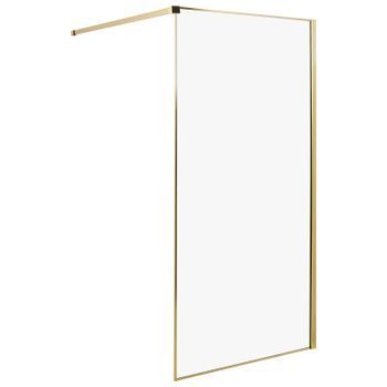 Mampara De Ducha Baño De Vidrio Templado Sin Puerta Dorado 100 X 190 Cm Waspam