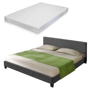 Corium Cama Doble Skagen Tapizada En Tela Con Colchón 180x200cm Gris Oscuro [neu.haus]
